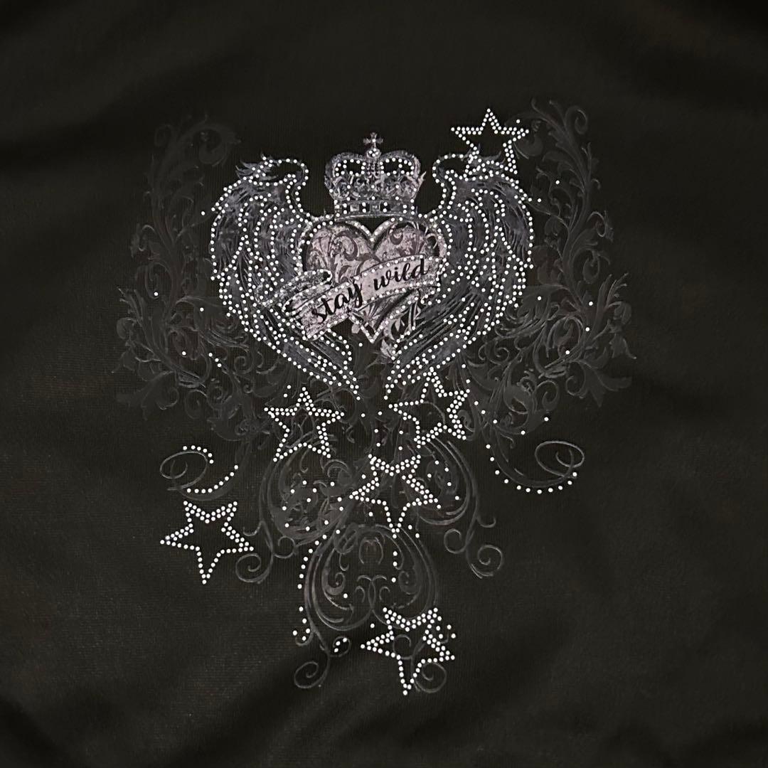 トップス 00s Fur Angel Heart Graphic Zip Hoodie