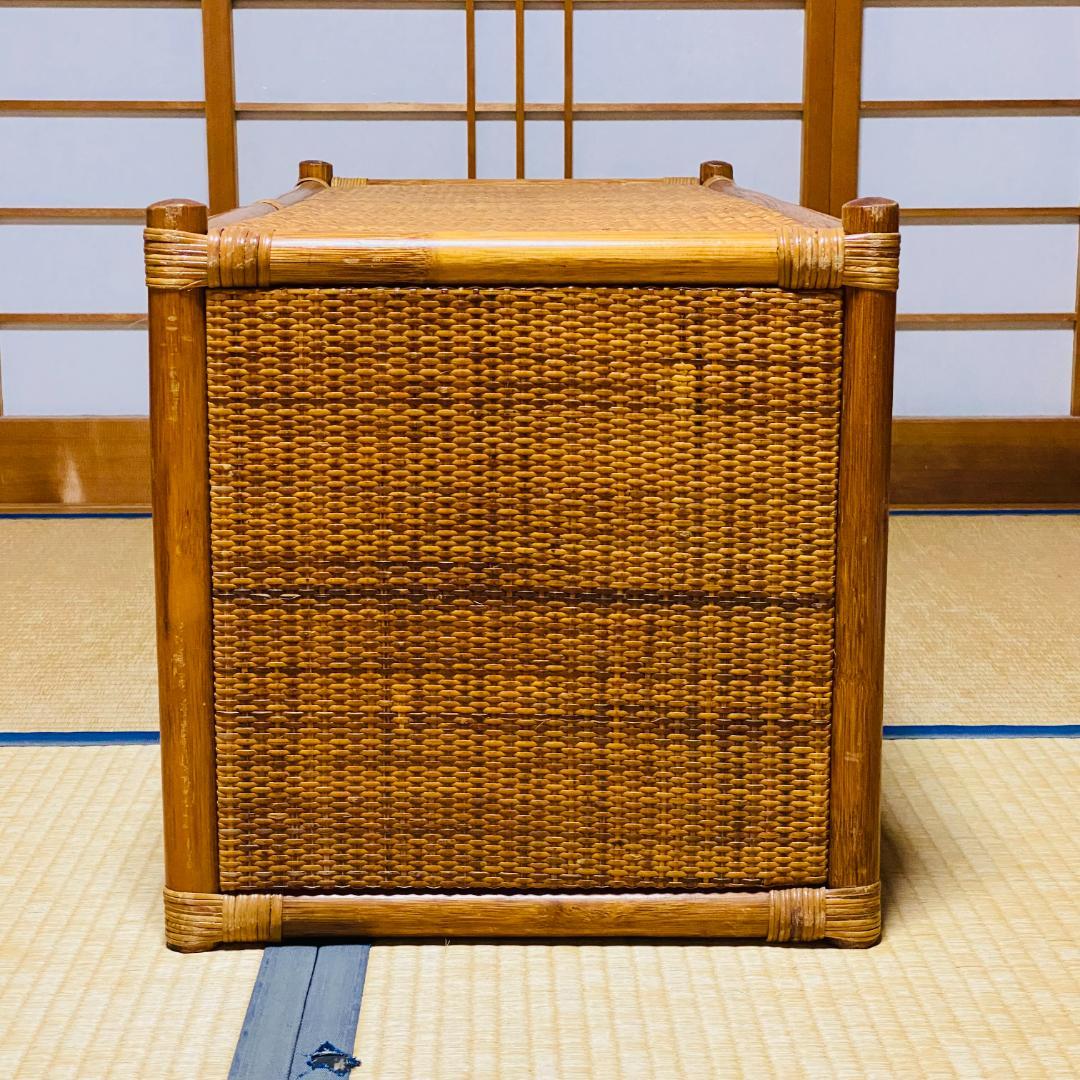 ラタン 籐 棚 チェスト 2段 4口 W90cm D41cm H40.5cm