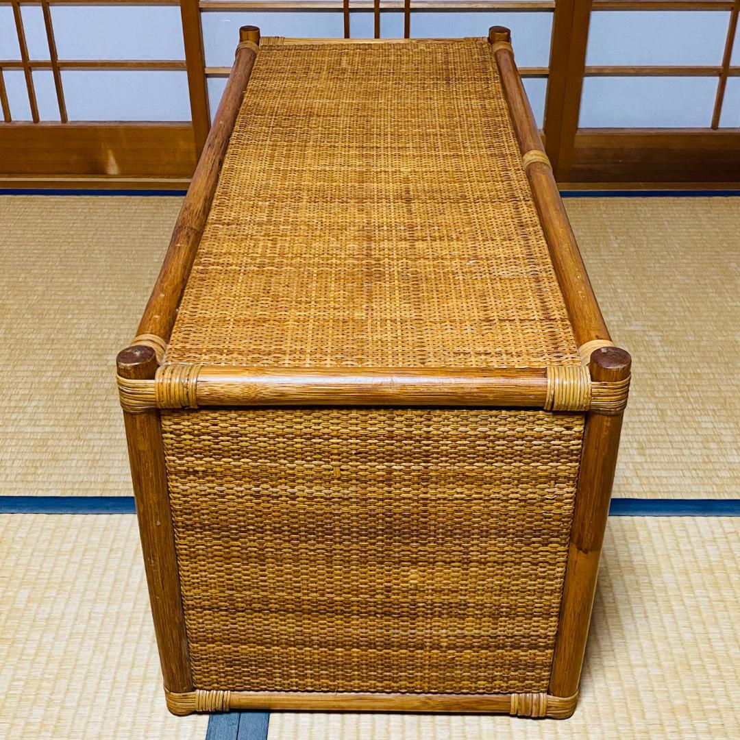 ラタン 籐 棚 チェスト 2段 4口 W90cm D41cm H40.5cm