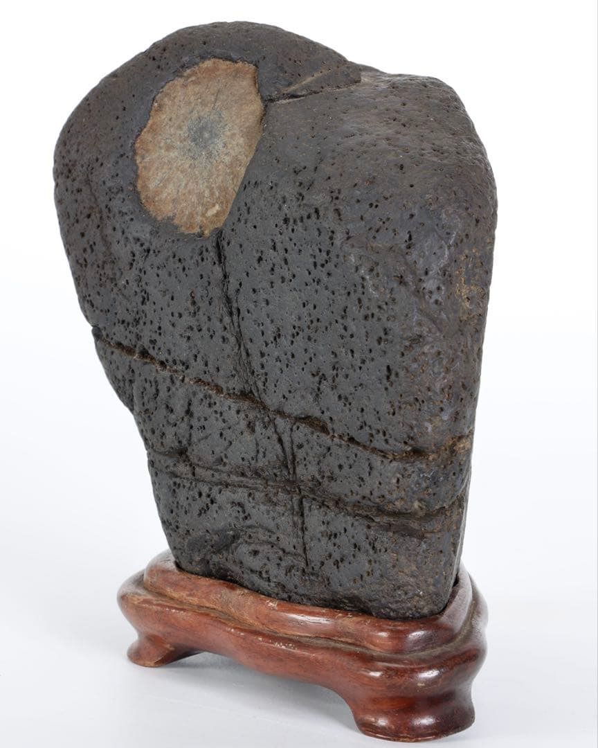 菊花石 花紋石 台座付 1.4kg 原石 鑑賞石 自然石 水石 盆石 牡丹石　蛙