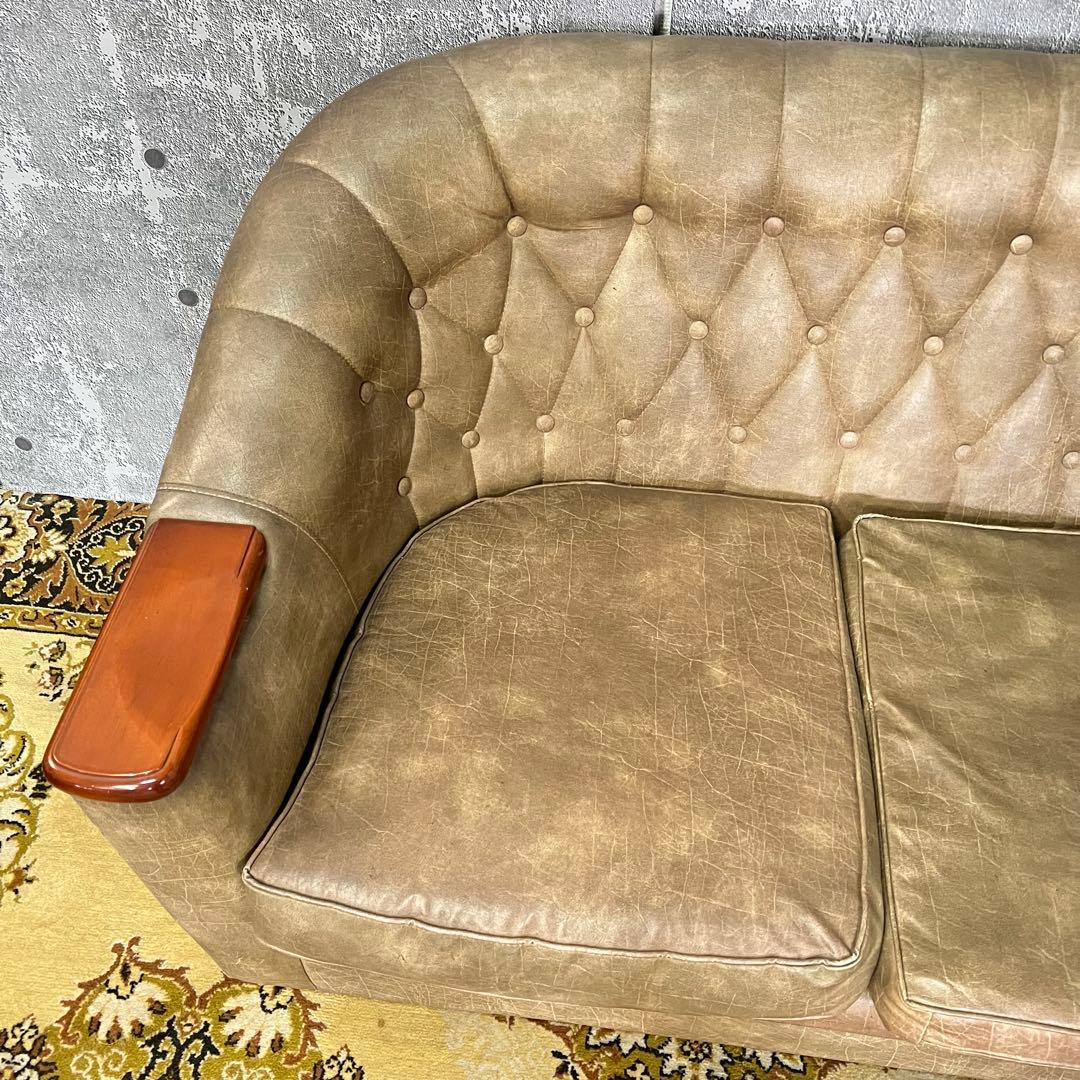 ꧁ヴィンテージ家具꧂1人掛けソファ&3人掛けソファセット アンティーク レザー