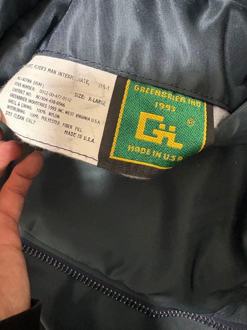 アメリカ製 GREENBRIER ma-1 Flight Jacket ネイビー