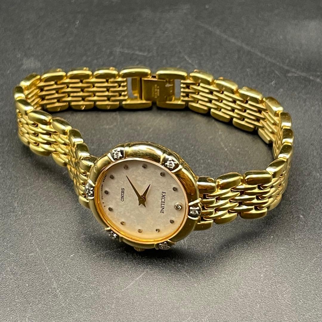 SEIKO エクセリーヌ　ダイヤベゼル　ゴールド 腕時計レディース