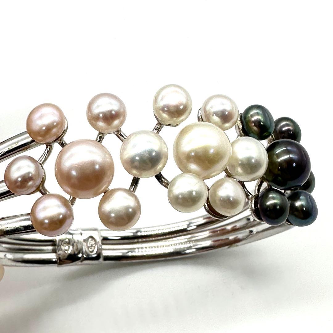 希少★美品★あこや真珠 アコヤパール バングル ブレスレット シルバー925