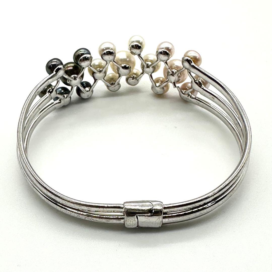 希少★美品★あこや真珠 アコヤパール バングル ブレスレット シルバー925