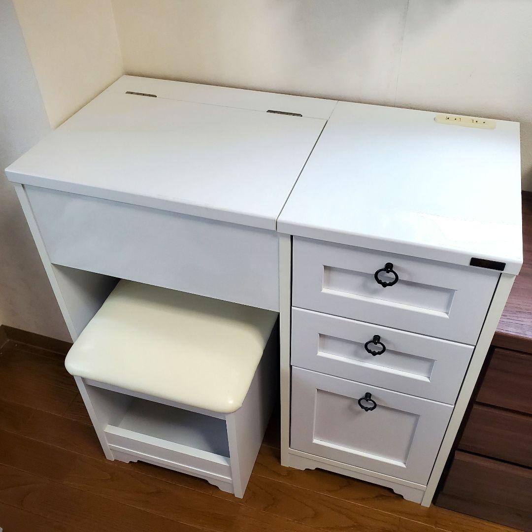 送料込み佐藤産業ANRI デスクドレッサー ホワイト(1/2 ドレッサーのみ)