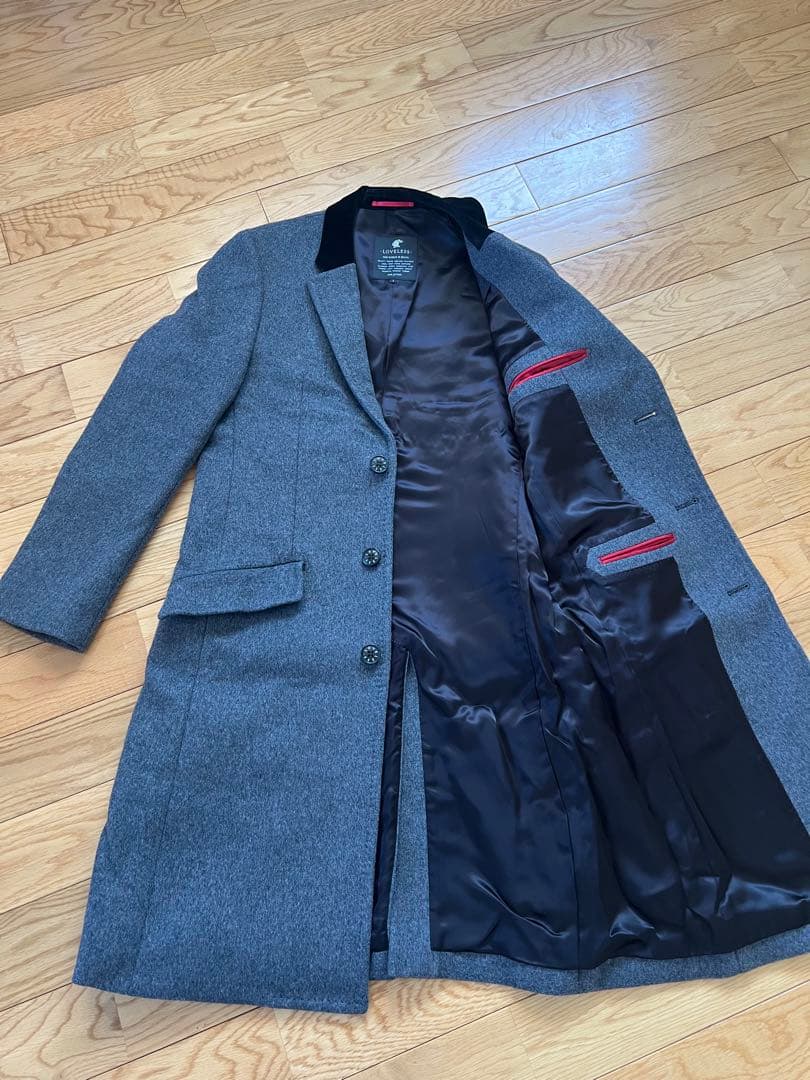 美品！【LOVELESS】ラブレスMENS グレーチェスターコート メンズコート
