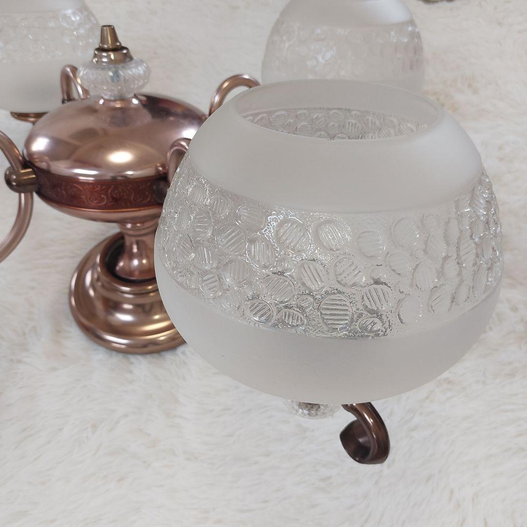 アンティークシャンデリア✨松下電工 ブロンズ仕上げ ガラス 4灯 送料込み