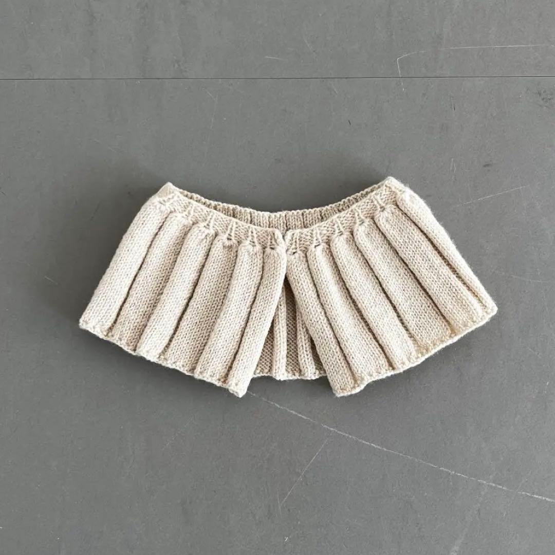 ニット付け襟 リブ編み つけ襟 ハンドメイド 作家 アイボリー