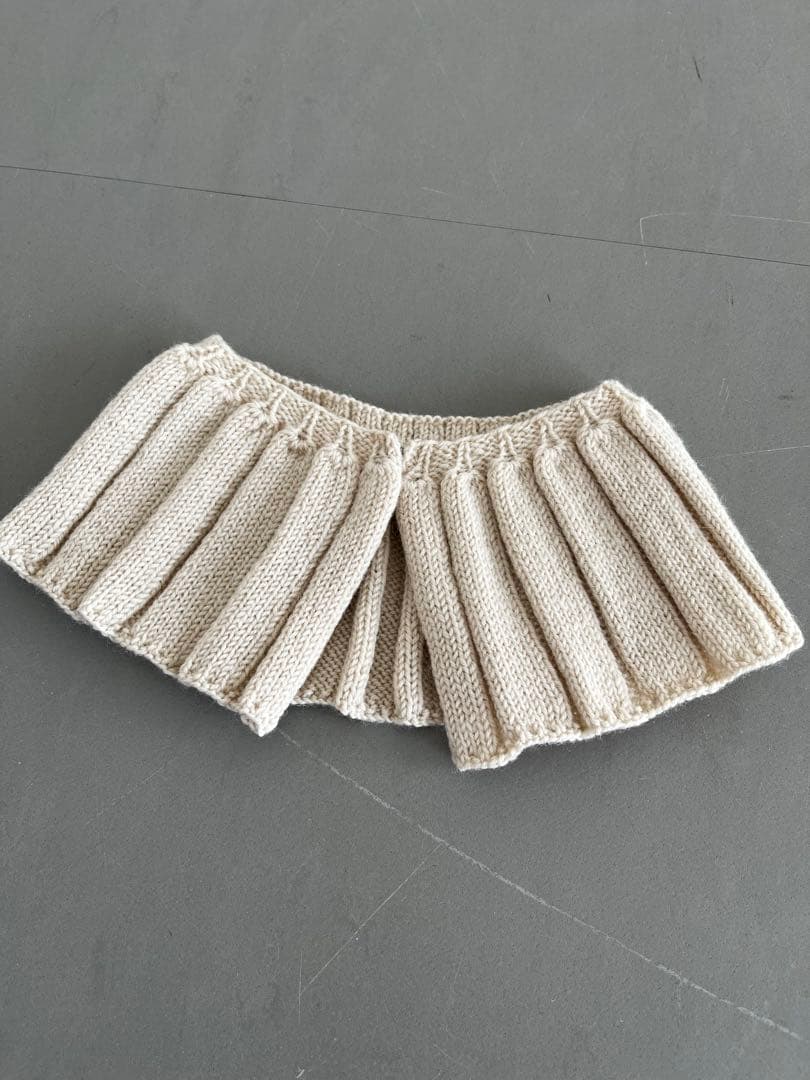 ニット付け襟 リブ編み つけ襟 ハンドメイド 作家 アイボリー