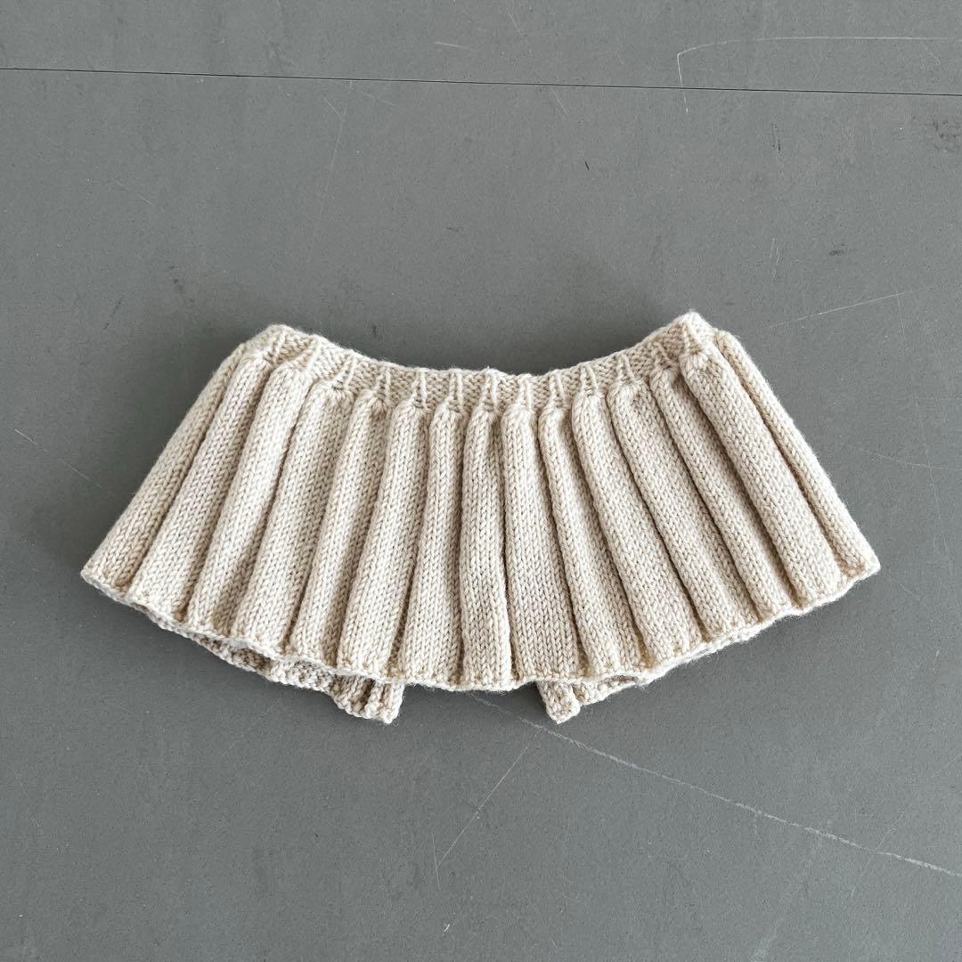 ニット付け襟 リブ編み つけ襟 ハンドメイド 作家 アイボリー