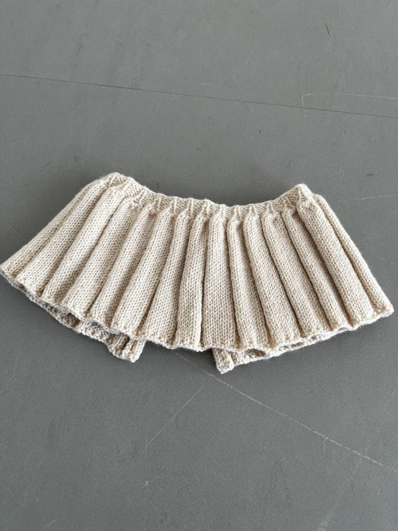 ニット付け襟 リブ編み つけ襟 ハンドメイド 作家 アイボリー