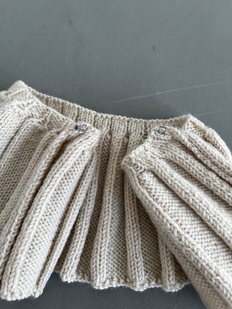 ニット付け襟 リブ編み つけ襟 ハンドメイド 作家 アイボリー