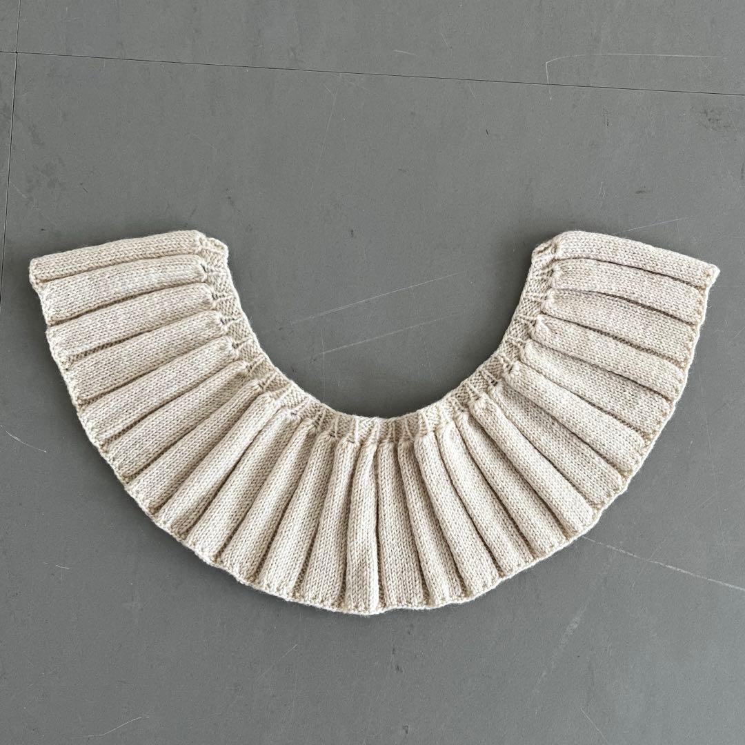 ニット付け襟 リブ編み つけ襟 ハンドメイド 作家 アイボリー