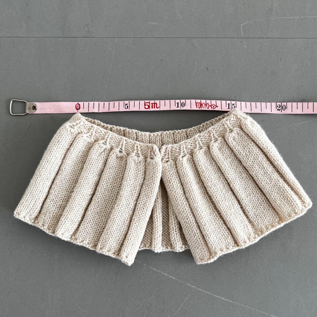 ニット付け襟 リブ編み つけ襟 ハンドメイド 作家 アイボリー