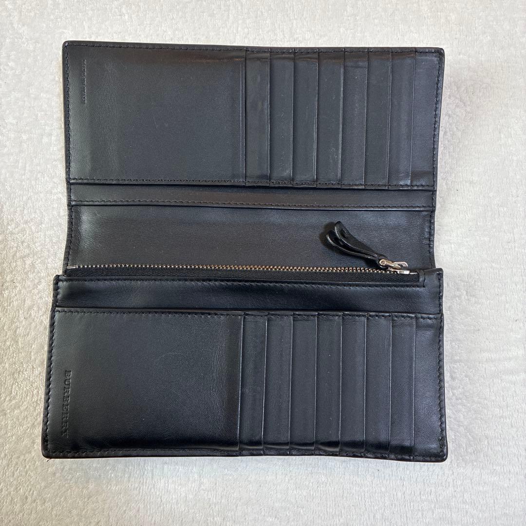 BURBERRY バーバリー 長財布 レザー ボルドー×ブラック