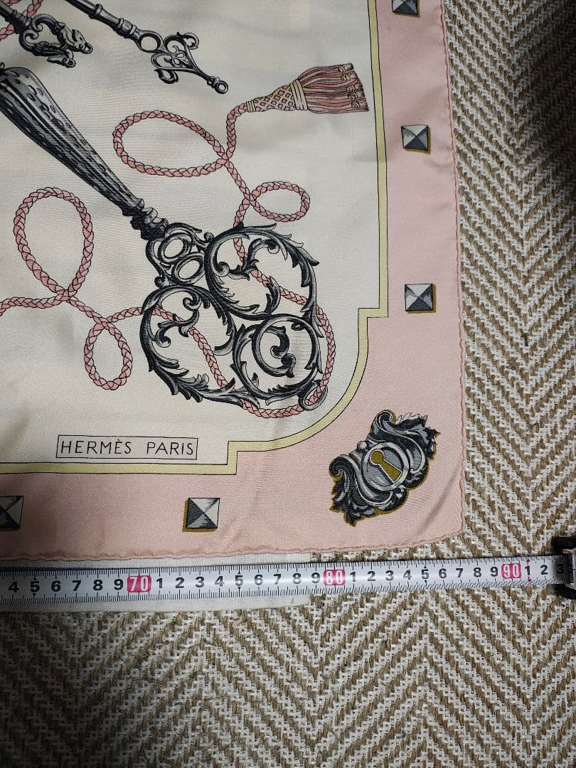 HERMES 鍵とリボンのスカーフ 約85cm x 85cm