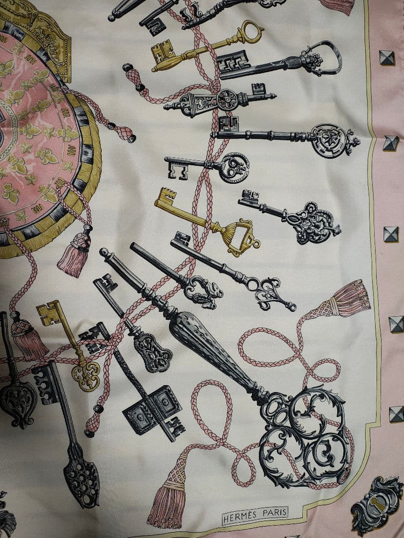 HERMES 鍵とリボンのスカーフ 約85cm x 85cm