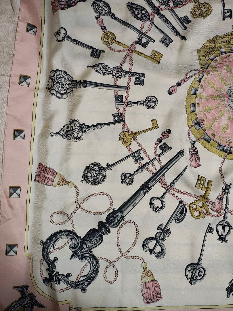 HERMES 鍵とリボンのスカーフ 約85cm x 85cm
