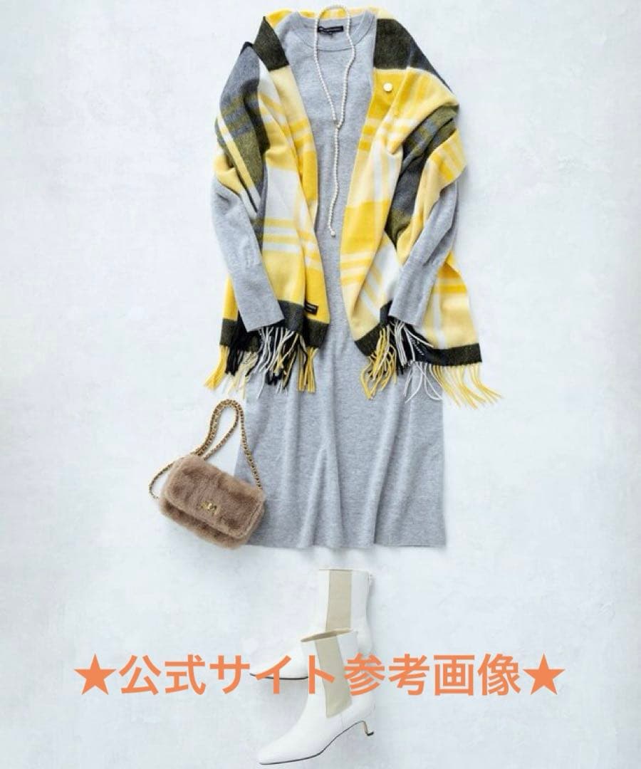 ★ケイト★♡23区♡カシミヤ チェック柄ストール♡イエロー♡2023