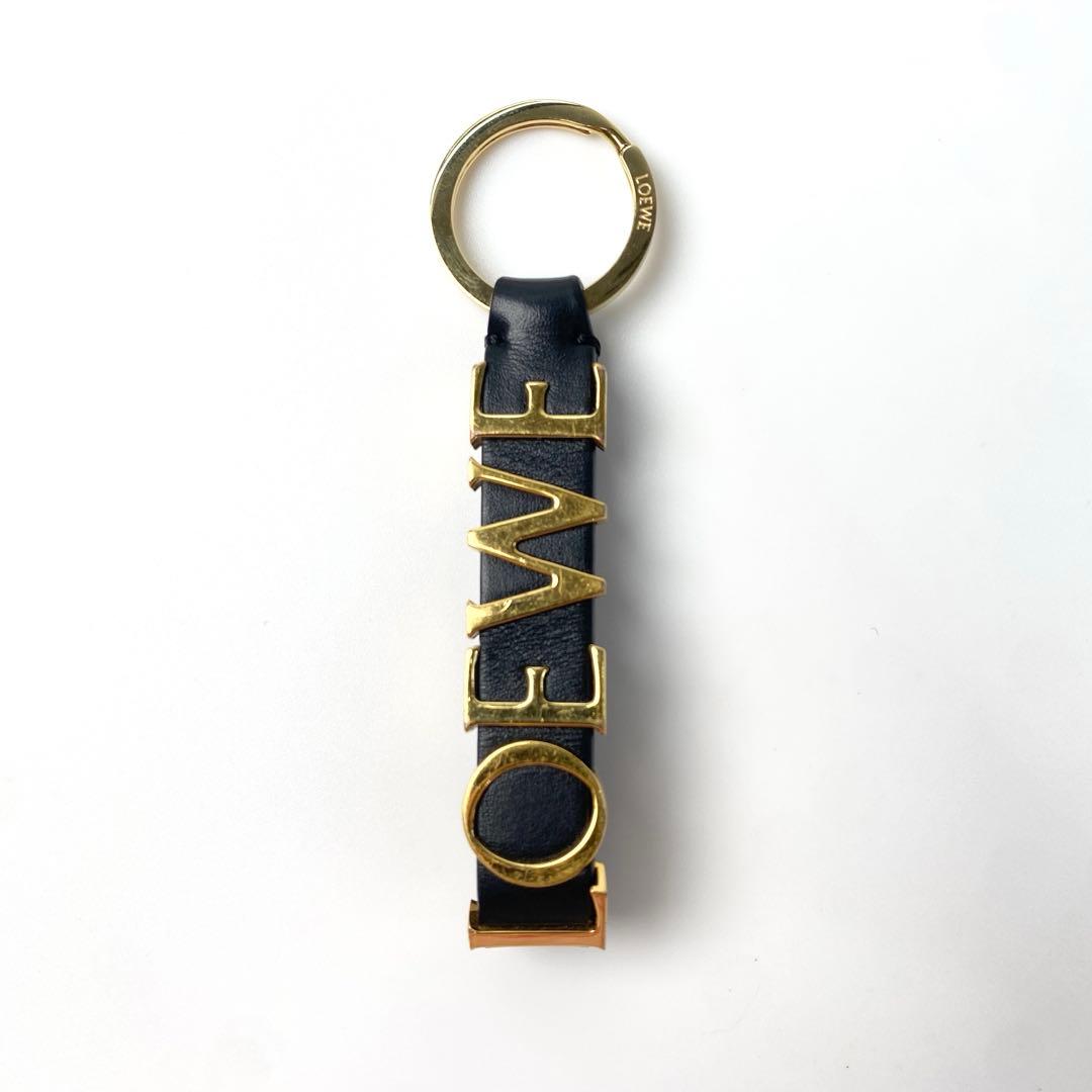 美品 ロエベ LOEWE キーリング ブラック ゴールド