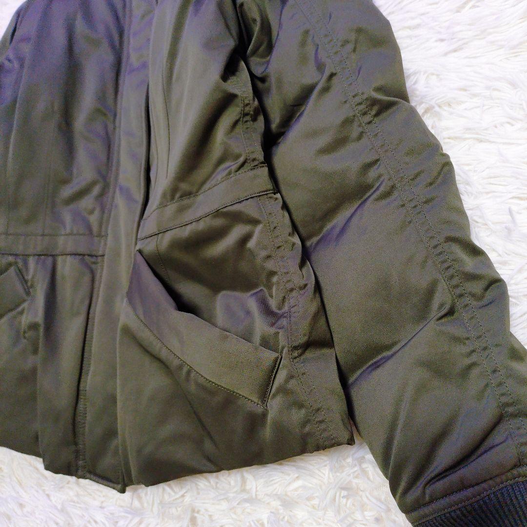 【タグ付き】セオリー　リアルファー付き　ダウンジャケット　緑系　カーキ　S