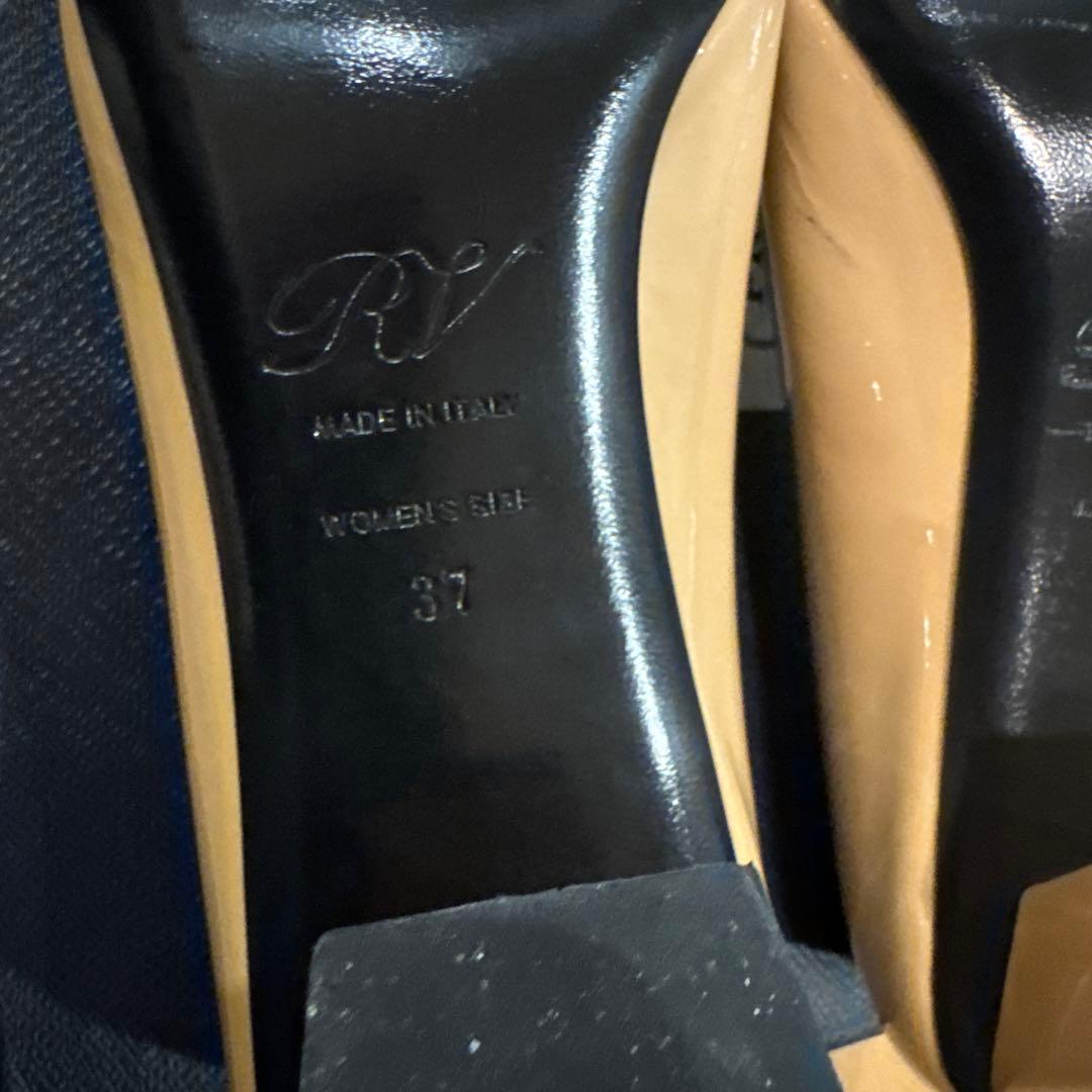 激美品！Roger Vivier ベージュ スクエアトゥパンプス 中ヒール
