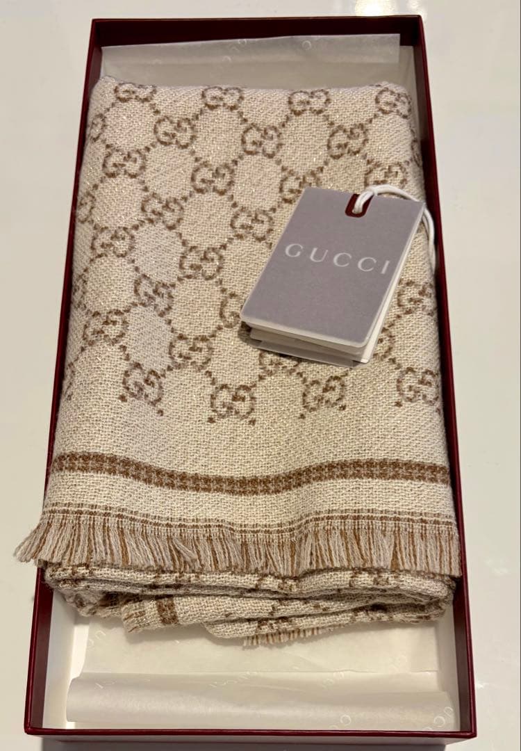 新品未使用 GUCCI GG ウール マフラー アイボリー