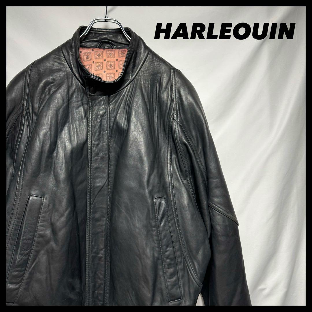 古着　HARLEOUIN y2k ノーカラー　レザージャケット　35