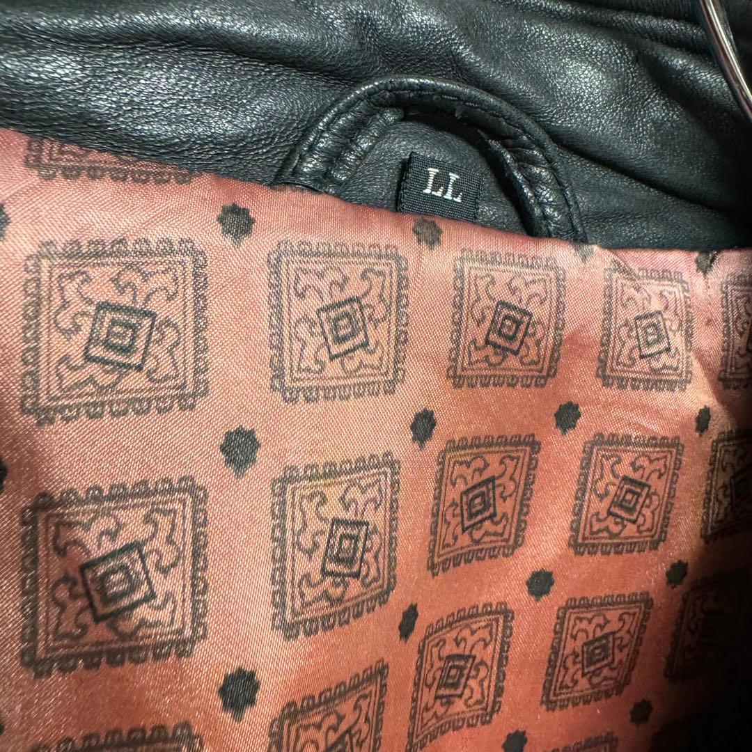 古着　HARLEOUIN y2k ノーカラー　レザージャケット　35