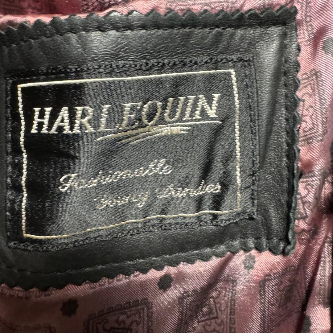 古着　HARLEOUIN y2k ノーカラー　レザージャケット　35