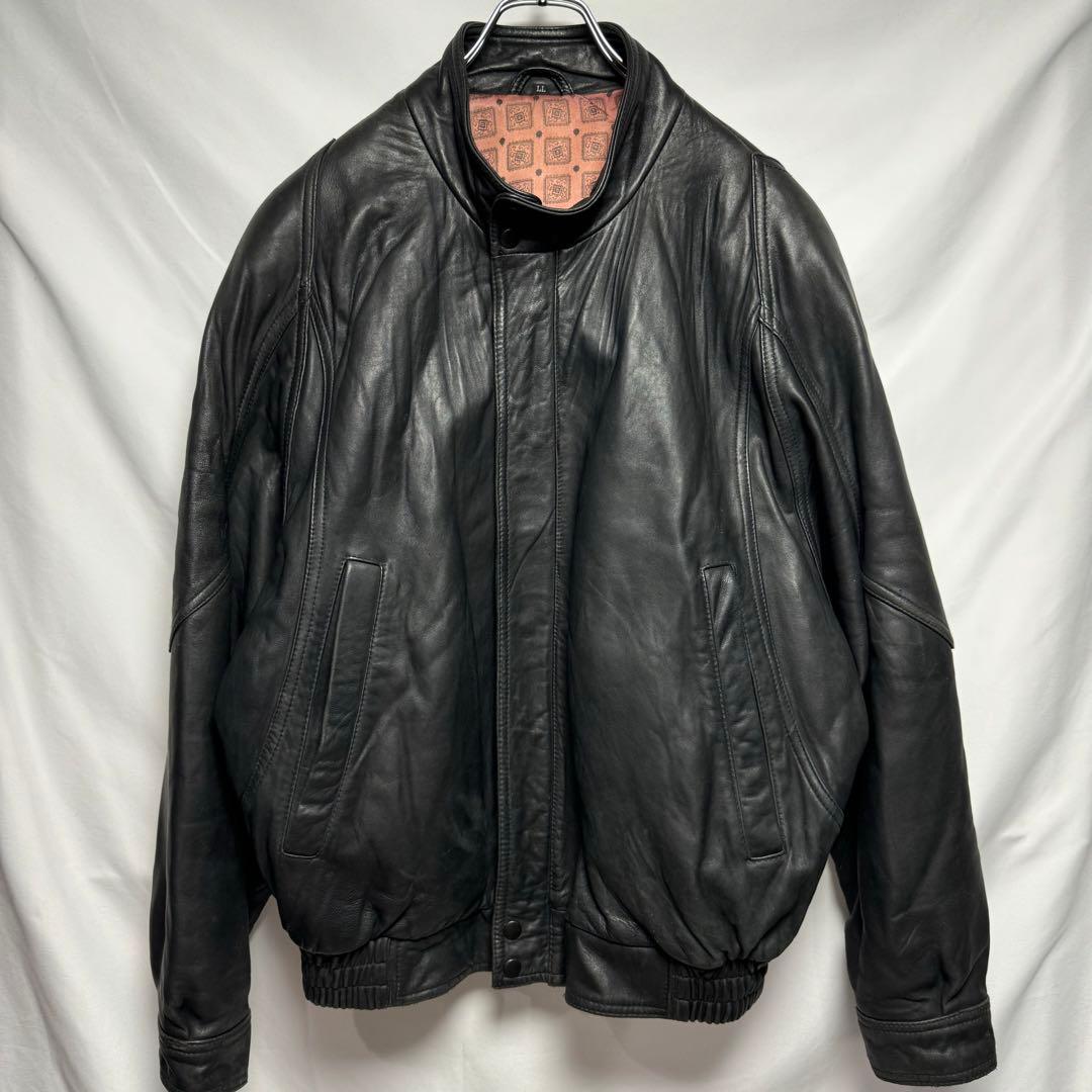 古着　HARLEOUIN y2k ノーカラー　レザージャケット　35