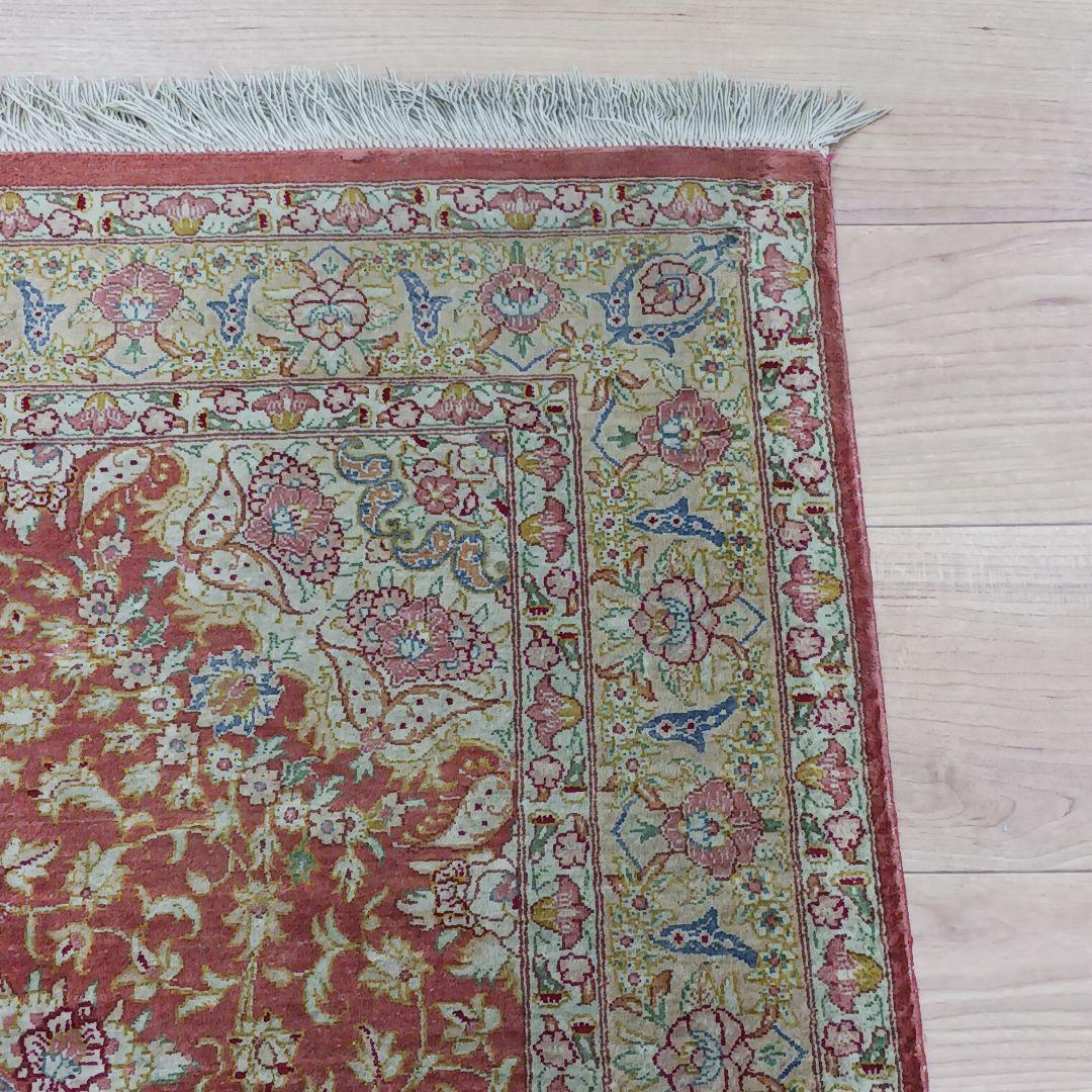 Y3295 高級ペルシャ絨毯 クム産 シルク100% 手織り110万ノット