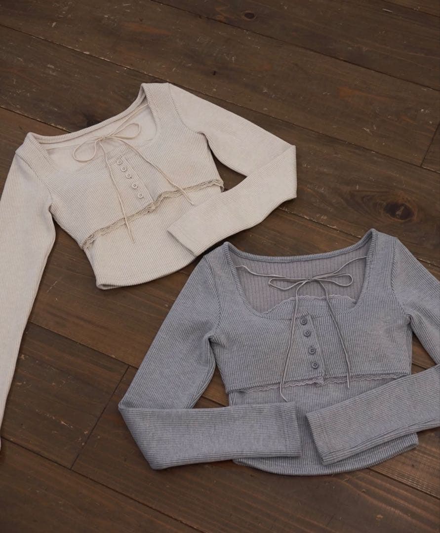 トップス YILON Rib ensemble button tops