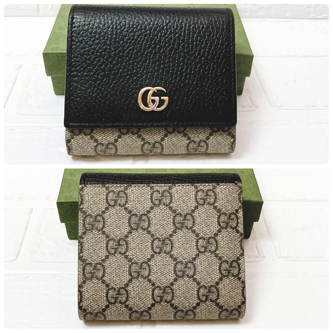 GUCCI グッチ GG マーモント二つ折り 折り財布 ブラック SB155