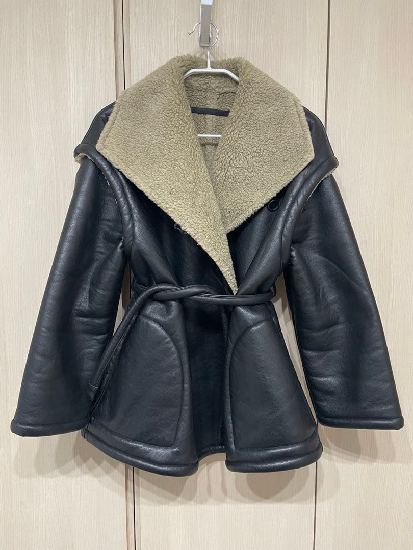 muller of yoshiokubo フェイクレザーボア コート2WAY
