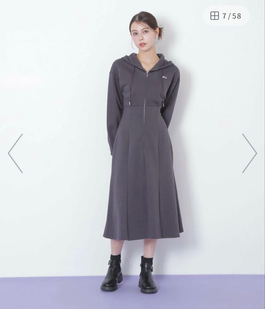 JILLbyJILL STUARTダイバーフーディーロングワンピース