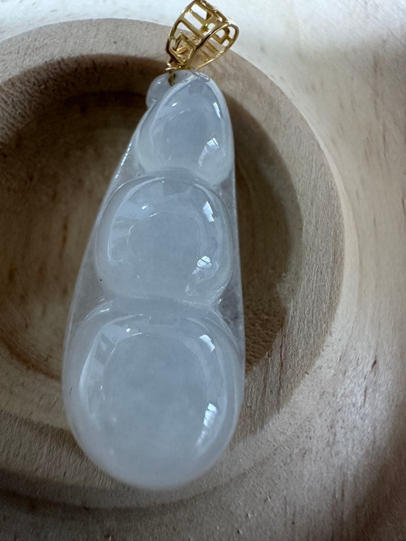 18K金製パチカン｜ミャンマー産 天然翡翠A貨「白月光」高透明 ペンダントトップ