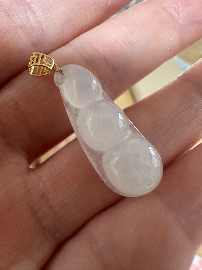 18K金製パチカン｜ミャンマー産 天然翡翠A貨「白月光」高透明 ペンダントトップ