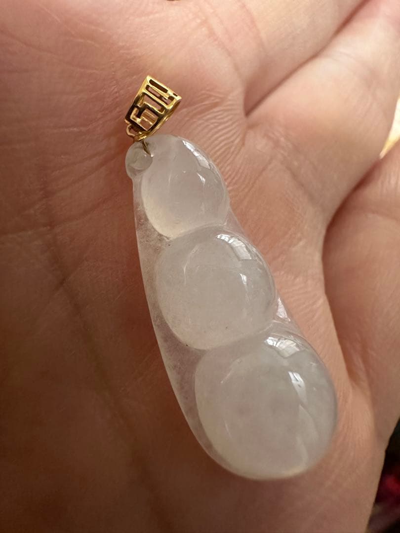 18K金製パチカン｜ミャンマー産 天然翡翠A貨「白月光」高透明 ペンダントトップ
