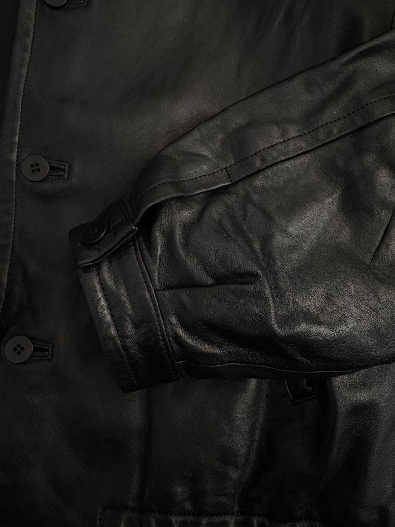 黒レザージャケット　羊革　LIDNM LEATHER SHORT BLOUSON