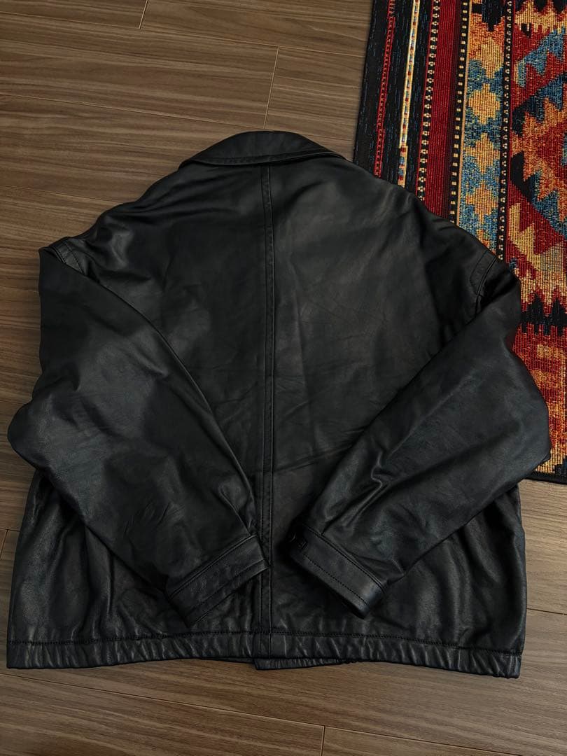 黒レザージャケット　羊革　LIDNM LEATHER SHORT BLOUSON