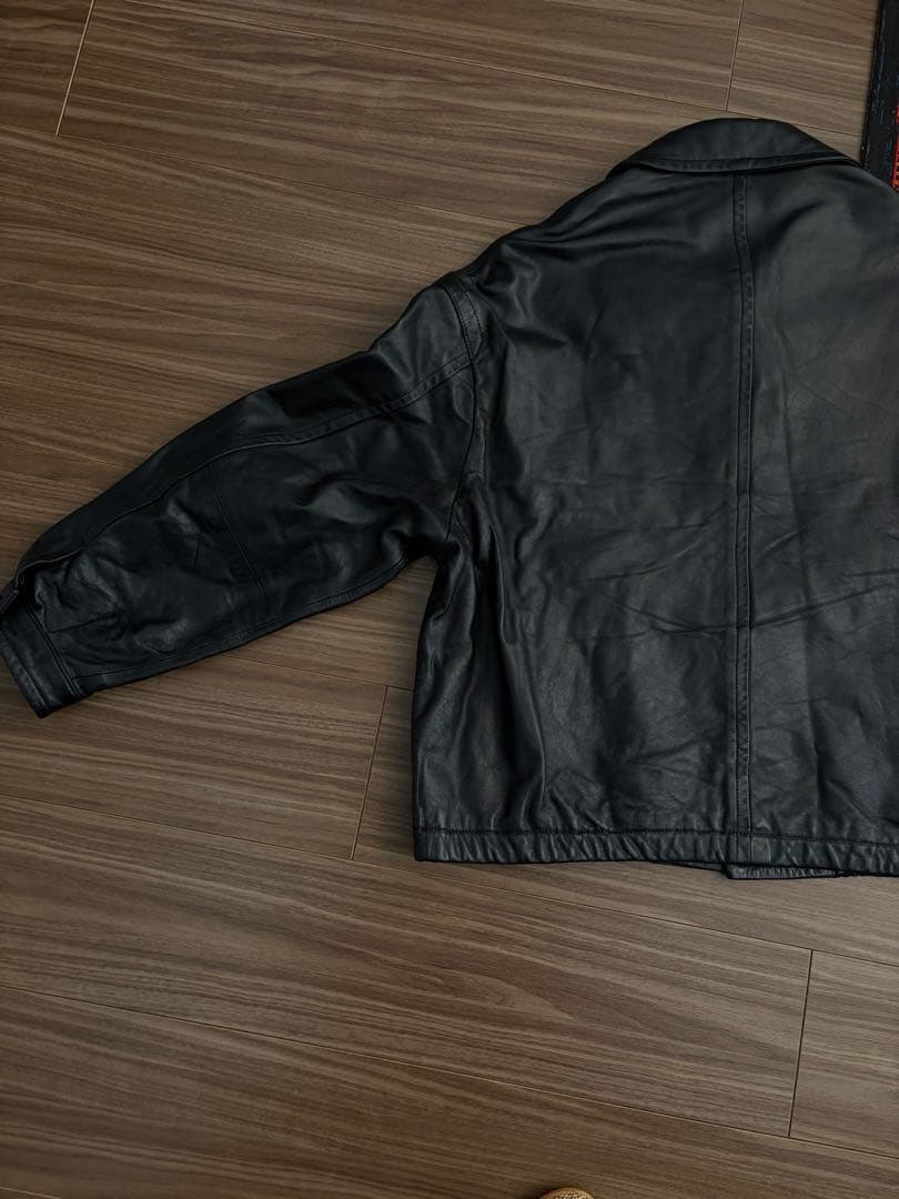 黒レザージャケット　羊革　LIDNM LEATHER SHORT BLOUSON