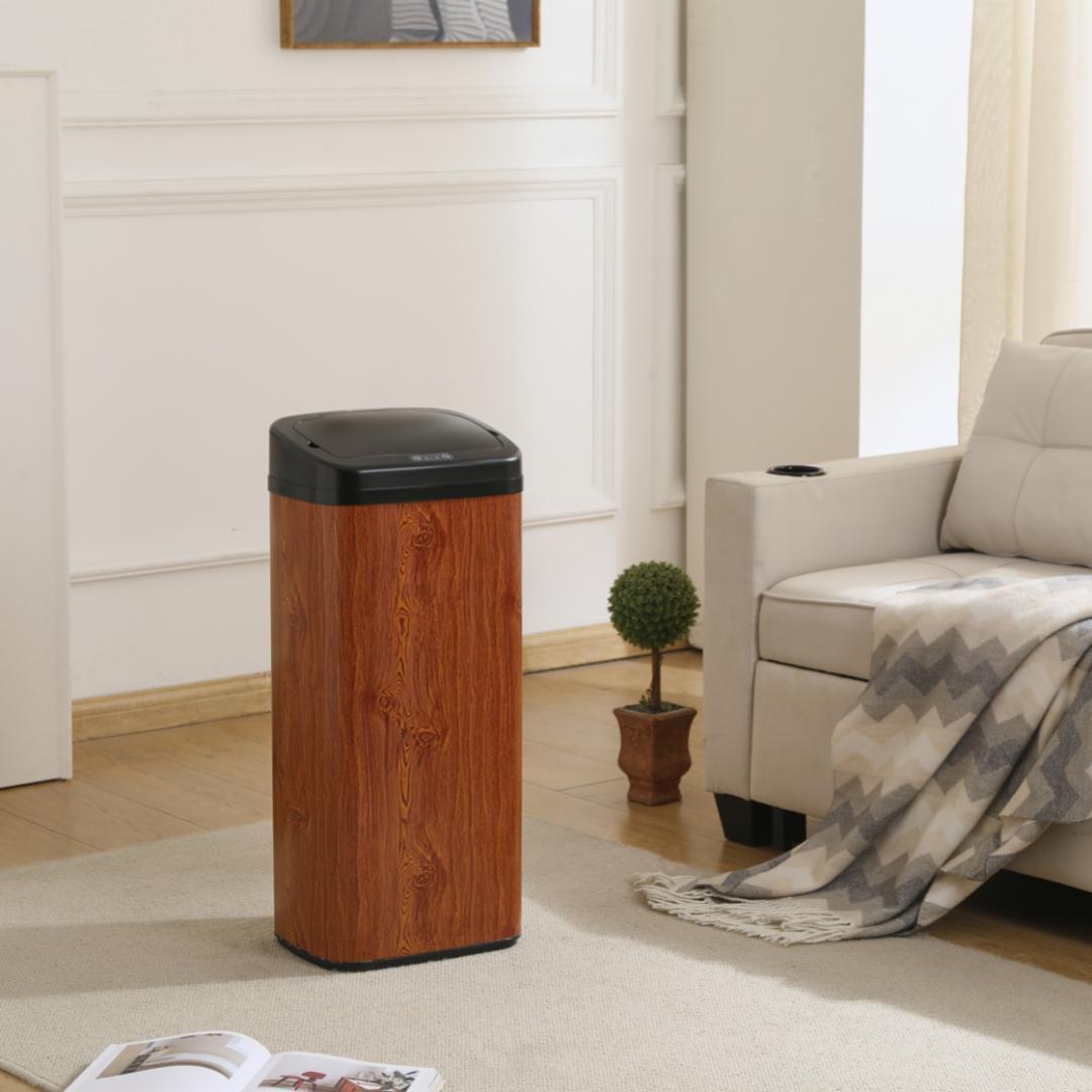 【2個セット】【人気商品】センサー全自動開閉式 ゴミ箱 大容量45L 木目調