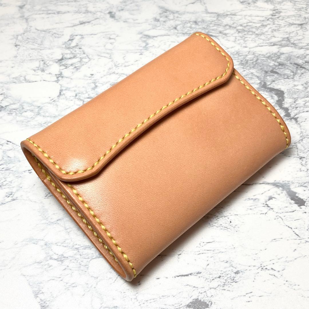 栃木レザー コンパクト財布 本革 三つ折り財布 ナチュラル メンズ レディース