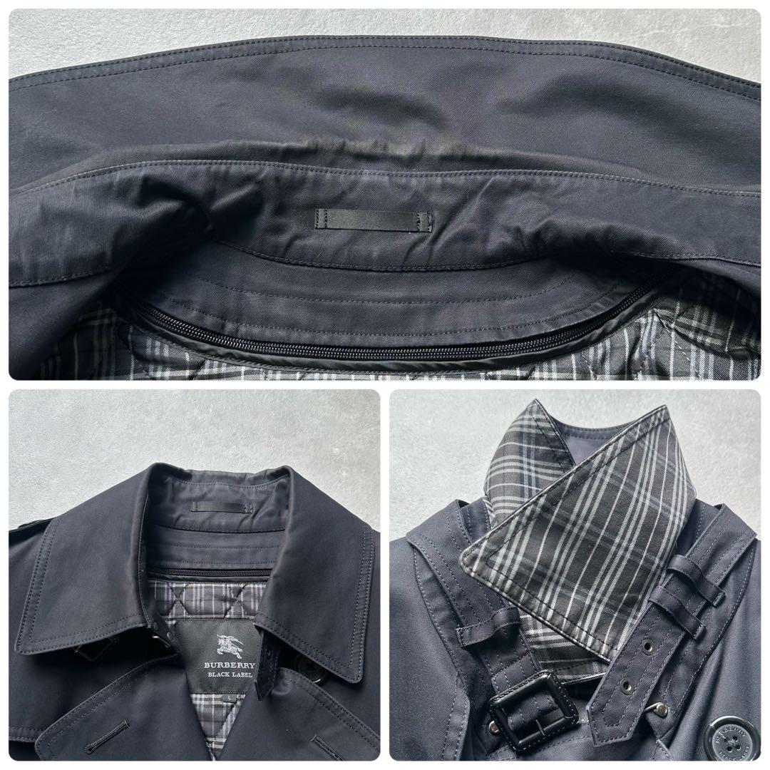 美品 バーバリーブラックレーベル トレンチコート キルティング ライナー L 黒