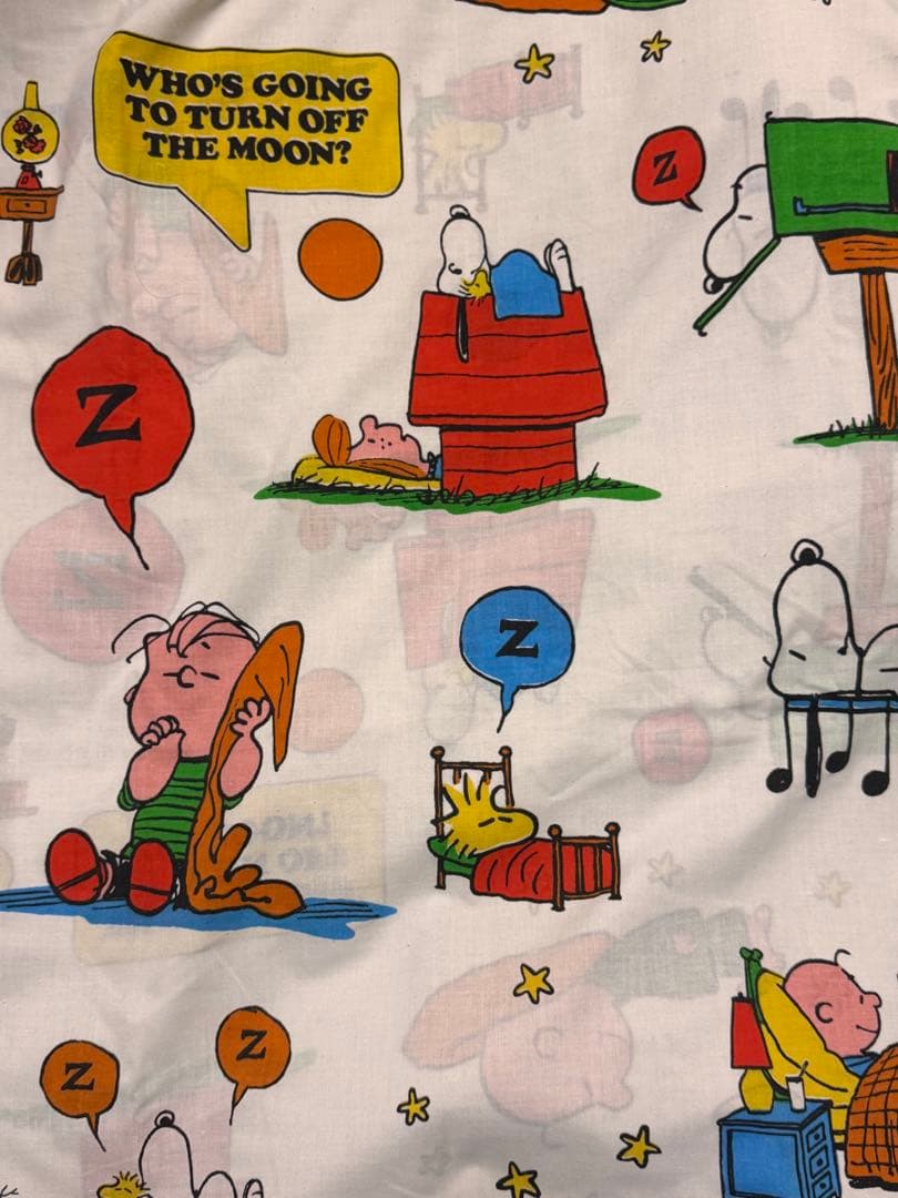 【美品】スヌーピーヴィンテージツインフラットシーツ/sleep柄/キズ無し