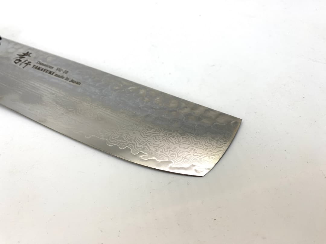堺孝行 菜切包丁 33層ダマスカス 槌目 欅柄 V金10号 160mm 新品
