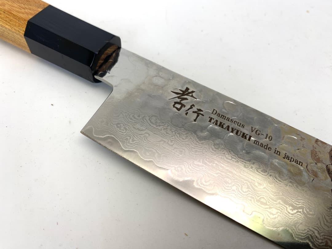堺孝行 菜切包丁 33層ダマスカス 槌目 欅柄 V金10号 160mm 新品