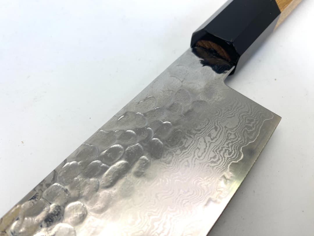 堺孝行 菜切包丁 33層ダマスカス 槌目 欅柄 V金10号 160mm 新品